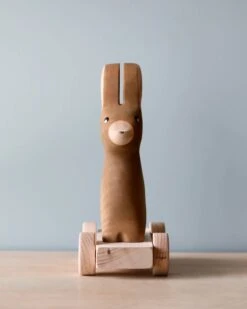 Handmade Wooden Bunny Push Toy With Built-In Magnets -Odin Parker 2J2A6212