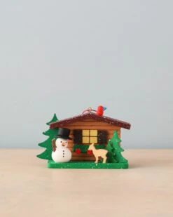 Christian Ulbricht Ornament - Cottage With Snowman