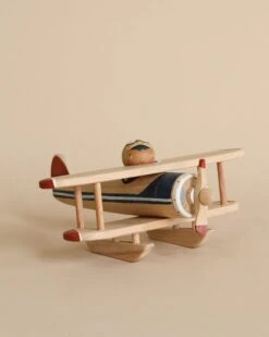 Handmade Wooden Airplane With Pilot